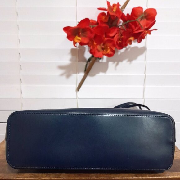 Kate Spade Newyork Leather Large Jana Shoulder Tote Bag Dark Blue - Picture 7 of 10